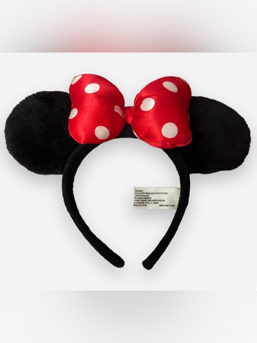 Disney Parks Minnie Mouse Black Ears Red White Polka Dot Bow Headband